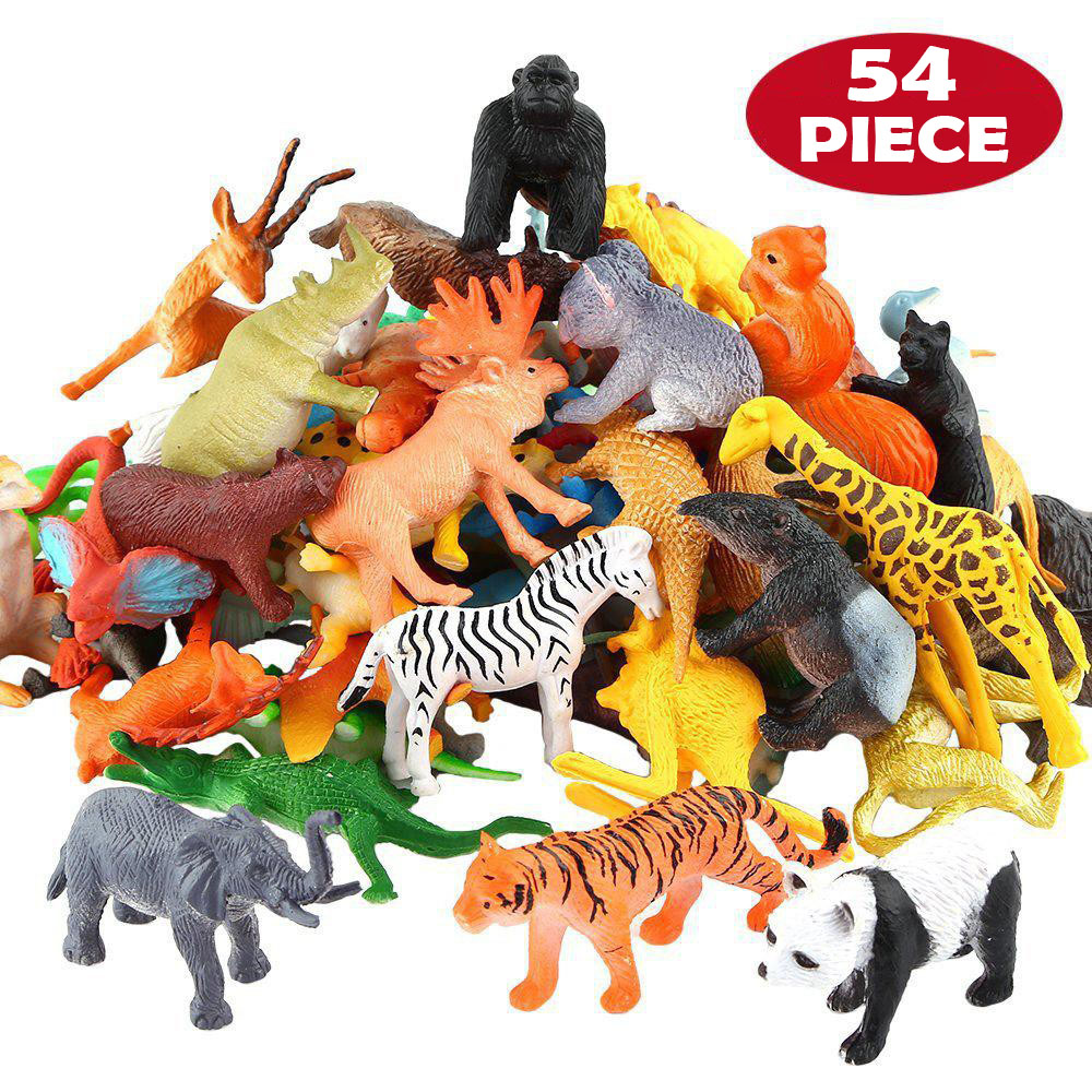 Dinosaur Figurine Set - 54-teiliges Mini-Dschungel-Tierspielzeug-Set, realistische wilde Kunststofftiere, Lernspielzeug,