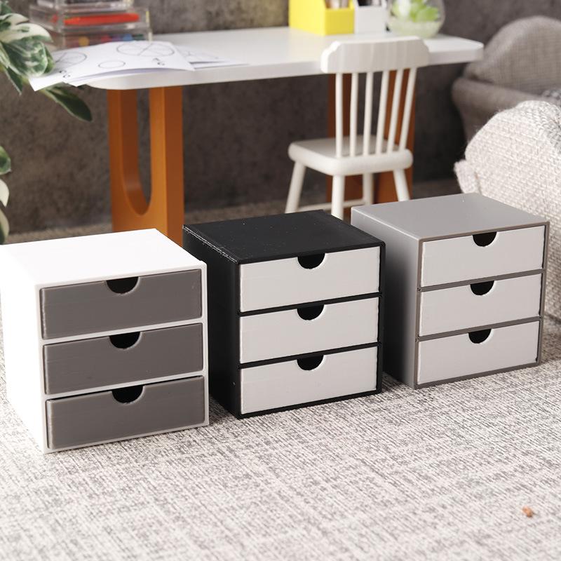 Kids Toys Drawers - Miniatur-Holzbücherregal Puppenhaus-Schrank im Maßstab 1:12 Aufbewahrungsschublade