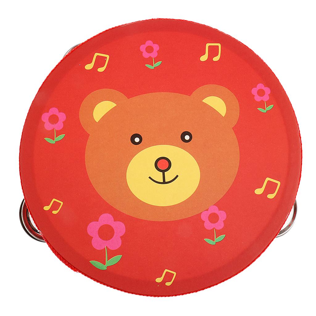 Kids Toys Learning - Handglocke Holz-Tamburin Perkussions-Spielzeug Mini-Trommel für Kinder