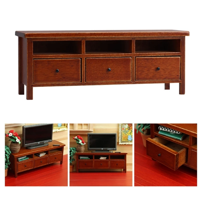 Kids Toys Drawers - 1/12 Puppenhaus TV-Schrank Holz Schublade Lagerung
