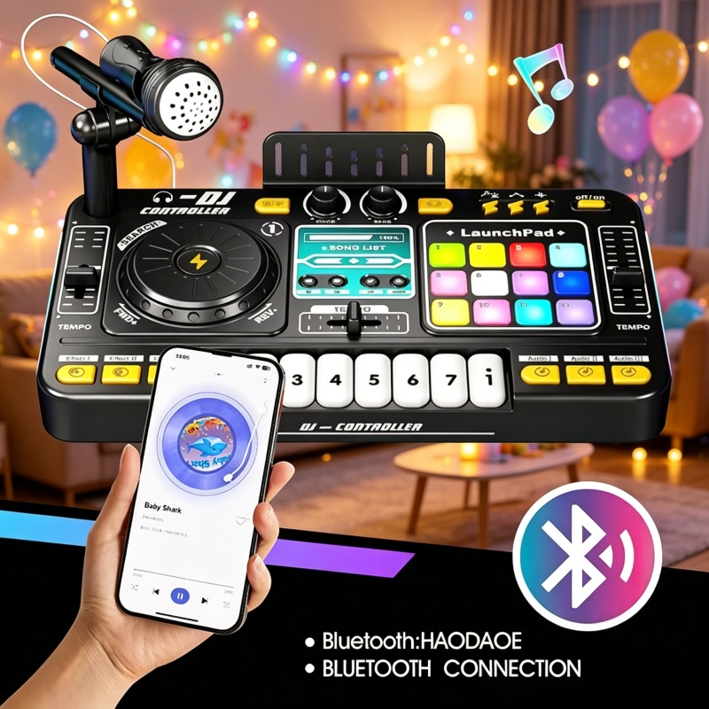 Kids Toys Bd - Simulations-DJ-Mixer-Controller Spielzeug für Kinder mit Musikeffekten,