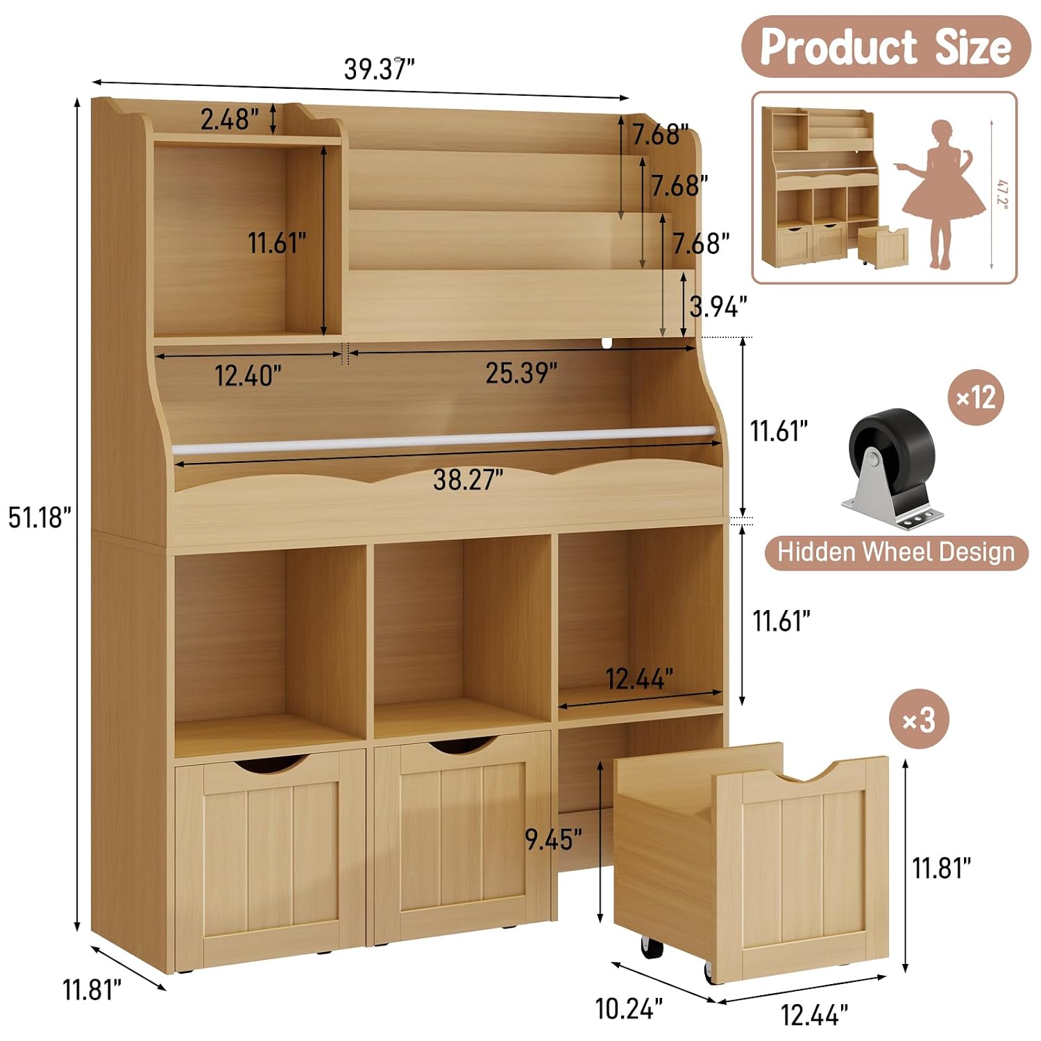 3-stufiges Kinder-Bücherregal  – Kids Toys Drawers Bewertung und Preis