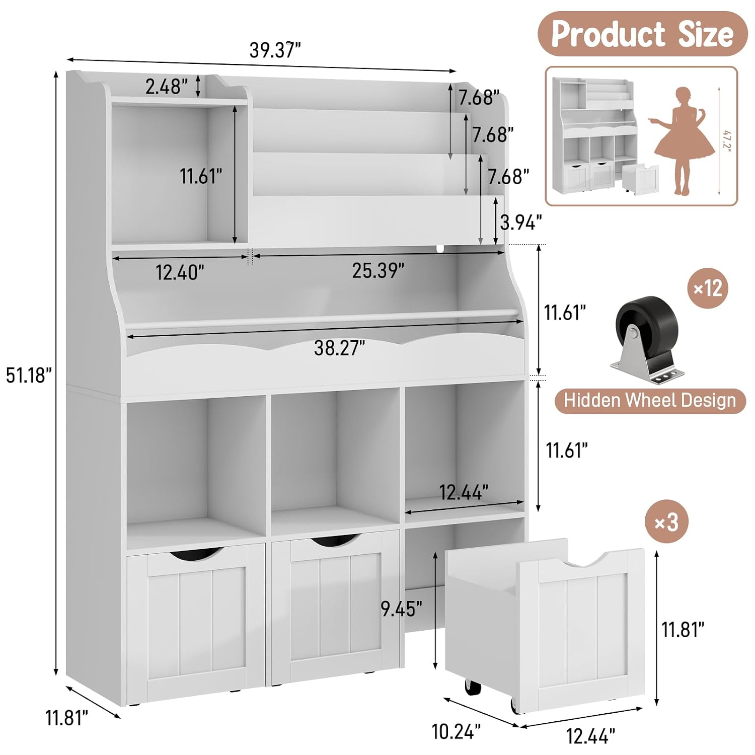51,18 Zoll Kinder-Bücherregal  – Kids Toys Drawers Bewertung und Preis