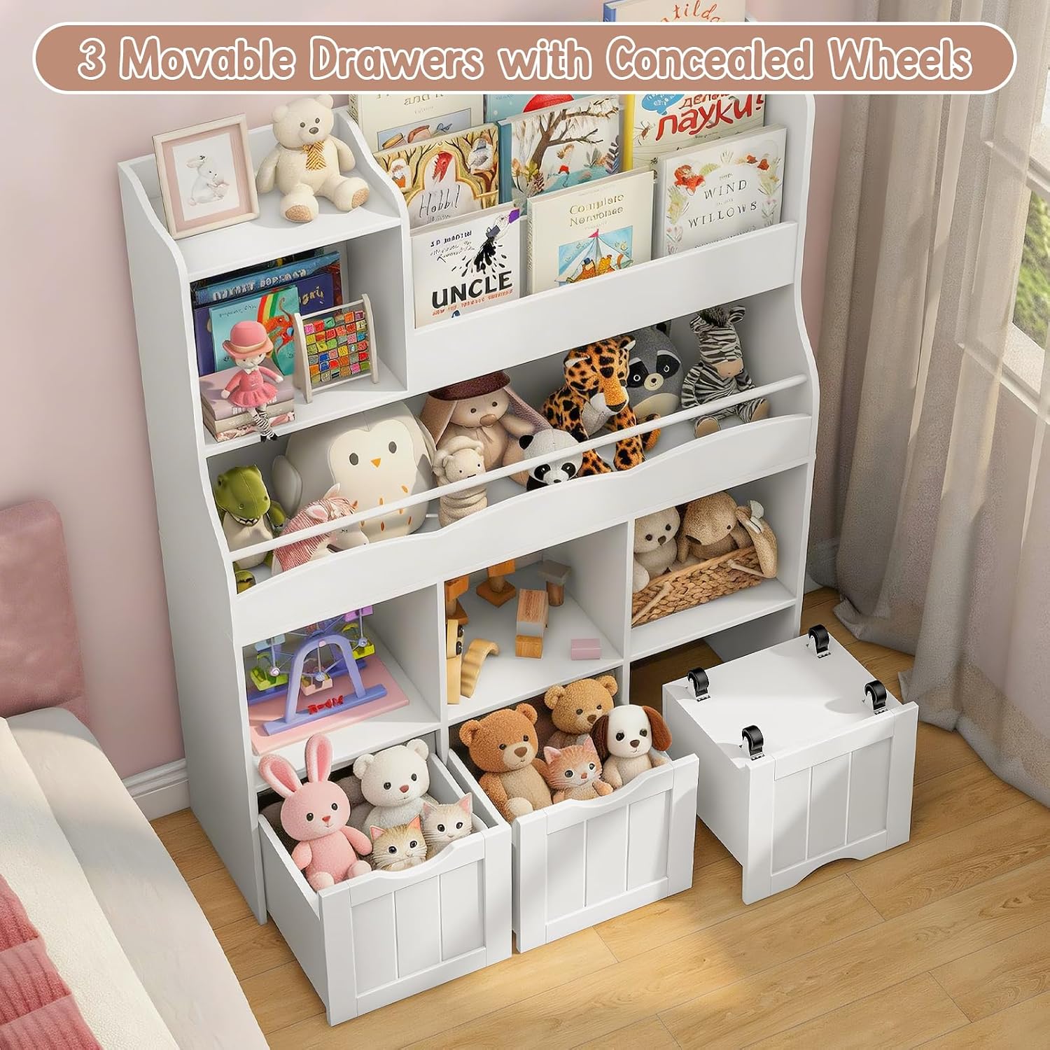 51,18 Zoll Kinder-Bücherregal  – Kids Toys Drawers Bewertung und Preis
