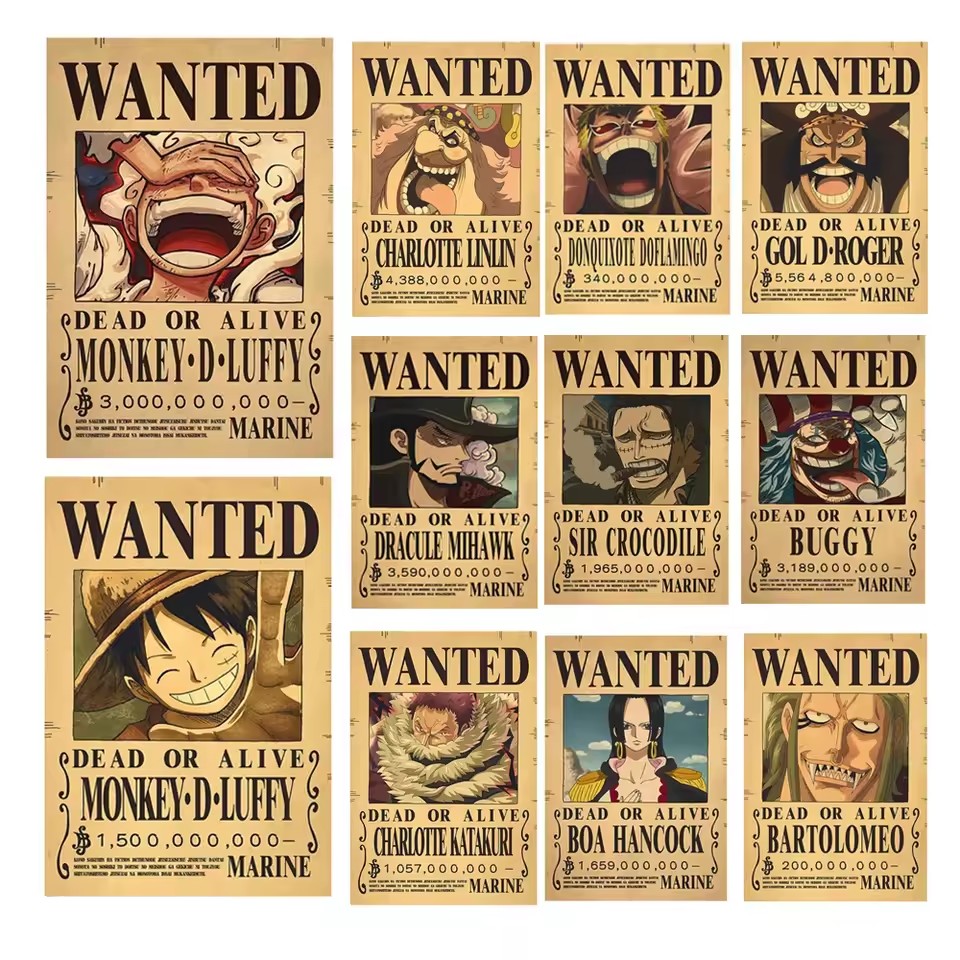 Anime One Piece Wanted-Plakate – Kids Toys Vintage Bewertung und Preis