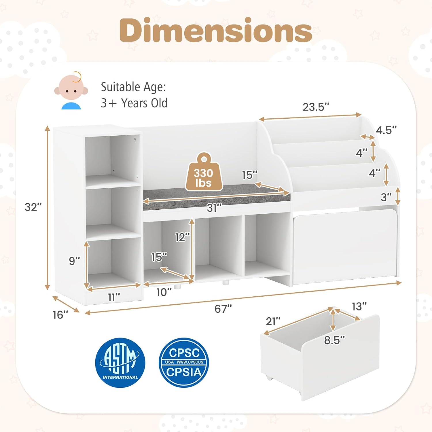Kinder-Bücherregal mit Leseeck – Kids Toys Drawers Bewertung und Preis